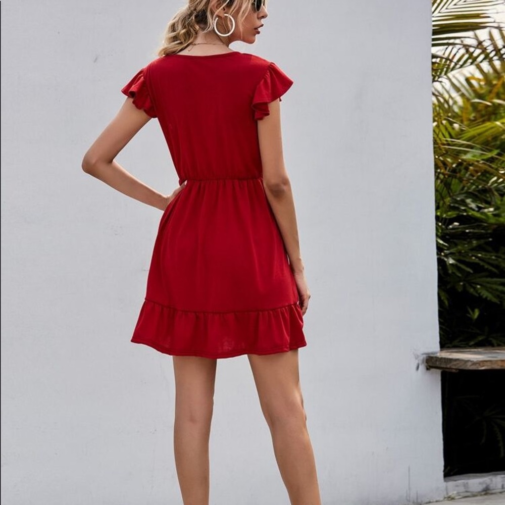 Comfy red button front dress - Picture 5 of 5